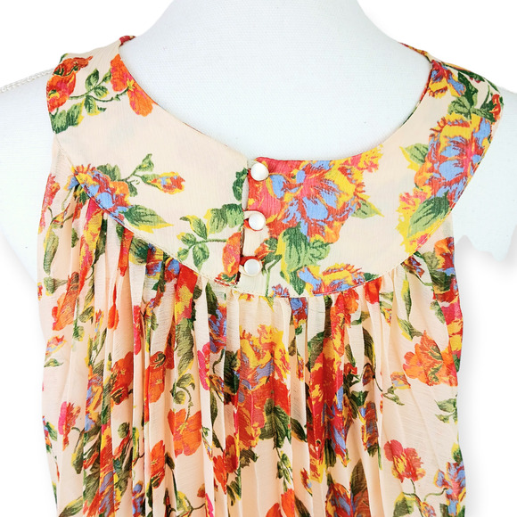 Free People SZ XS Floral Accordion Pleated Mini Dress OB502840 - Picture 7 of 9